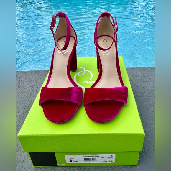 Sam Edelman Velvet Ankle-Strap Block Heel Sandals - Picture 7 of 13